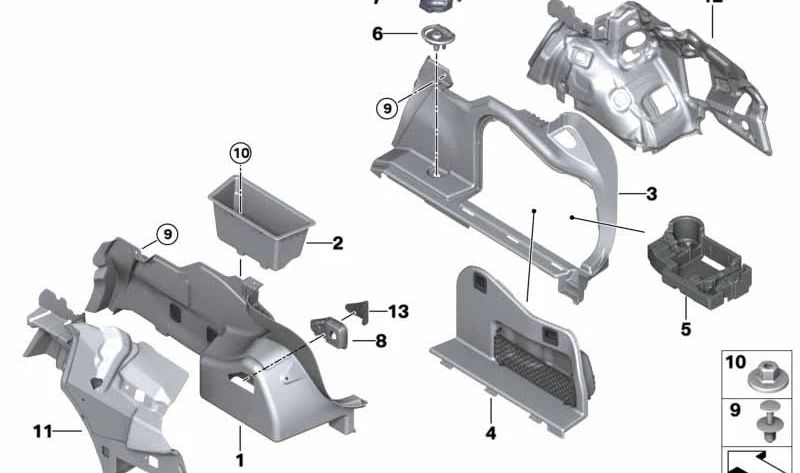 Revestimiento del maletero derecho OEM 51477348308 para BMW X5 G05 y BMW X6 G06. Original BMW.