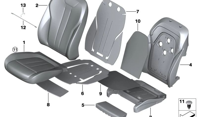 Funda asiento confort cuero ventilado blanco/azul OEM 52108493580 para BMW G05, G06, G07. Original BMW.