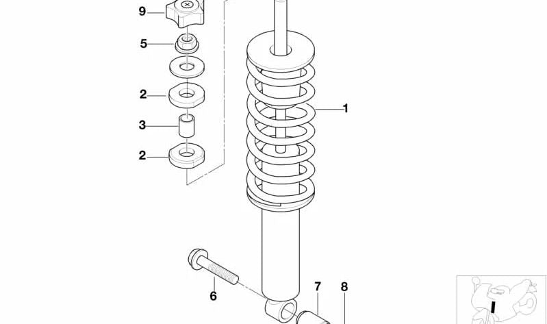 Amortiguador delantero OEM 31422330997 para BMW Motorrad R 1100 S (R259) 1998-2005. Recambio original BMW Motorrad.