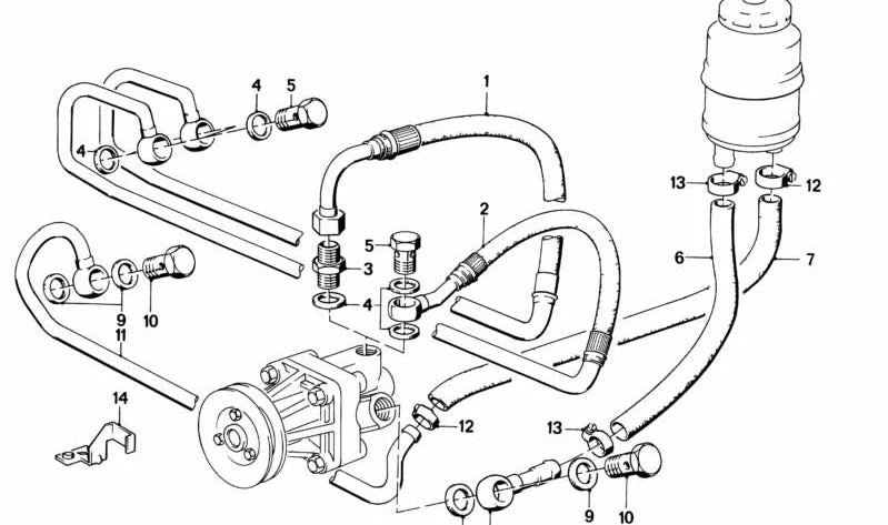 Conector hidráulico OEM 32411129823 para BMW E30 316, 316i {Models: 316, 316i Manual and Automatic}. BMW original.