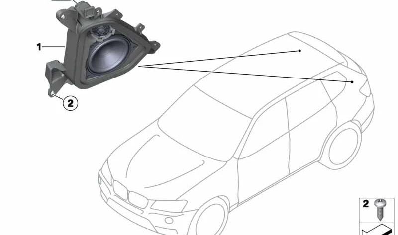 Soporte altavoz pilar D derecho OEM 65139213760 para BMW F25. Original BMW.