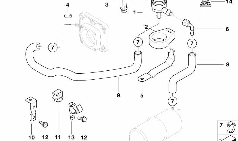 Bulli per tubo per la BMW E38 (OEM 13901710555). BMW originale