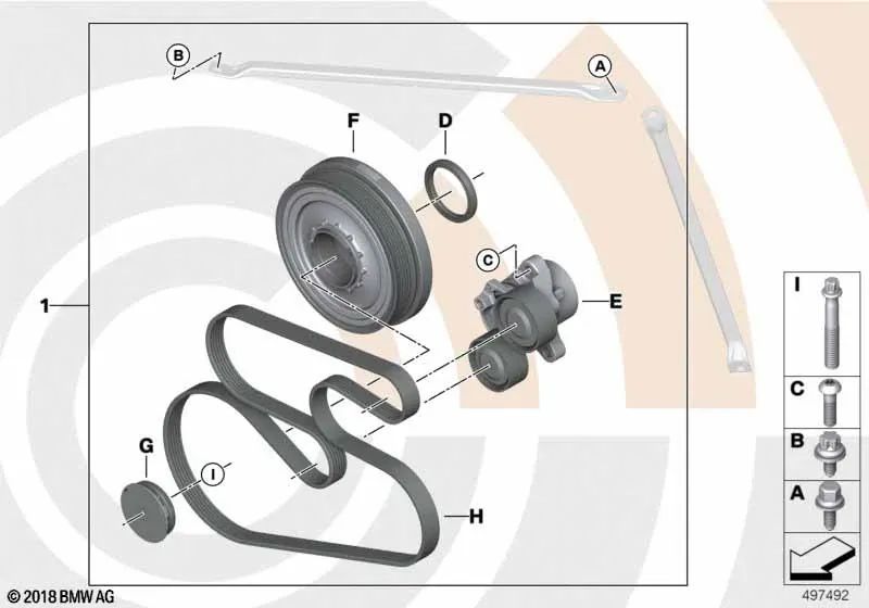 Kit di riparazione trasmissione a cinghia OEM 11285A35E23 per BMW Serie 2 F45, X1 F48, MINI Countryman F60... e altro ancora. BMW e MINI originali.
