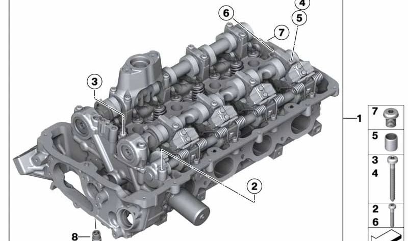 Culata con tren de válvulas OEM 11122118178 para BMW F10, F06, F12, F13, F85, F86. Original BMW.