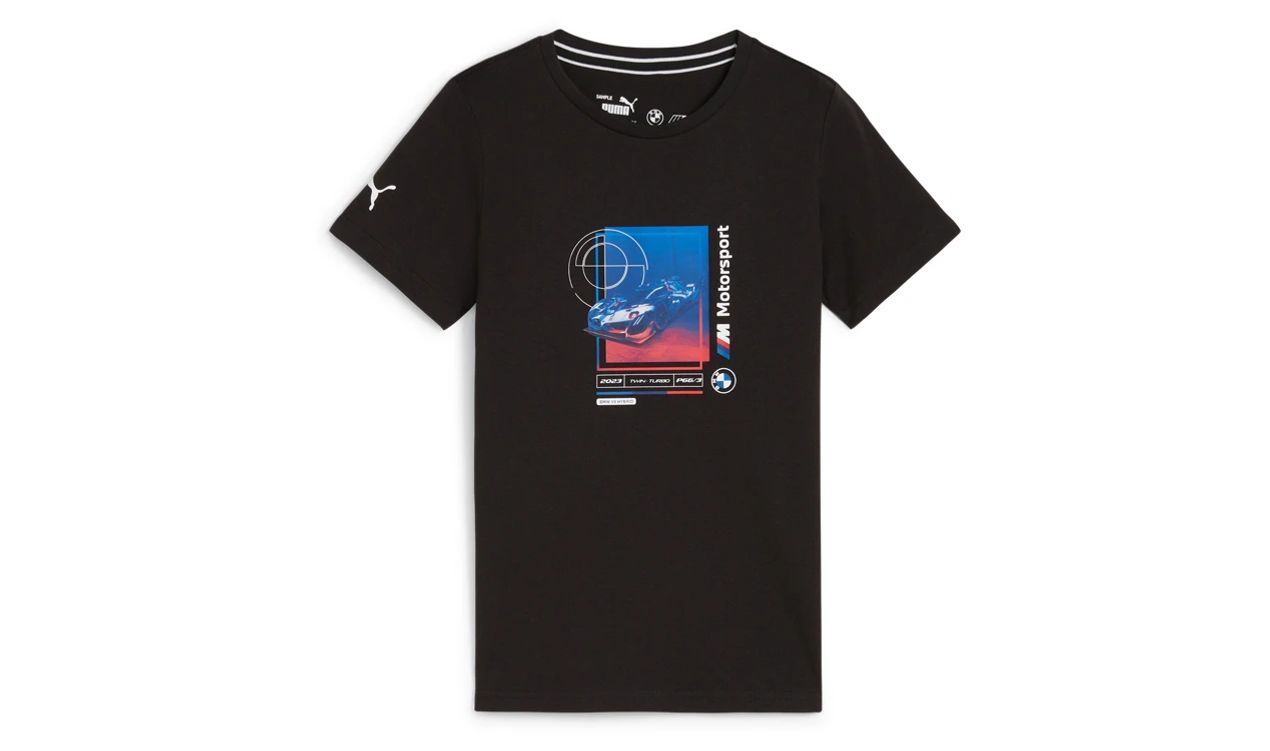 BMW M Motorsport Graphic T -Shirt pour les enfants. Taille du nourrisson. Conception avec le logo et les couleurs du patrimoine M. BMW original. OEM 80145B31940. Convient aux fans de BMW de tout âge. 100% coton.