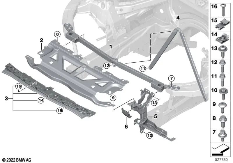 Soporte de faro izquierdo para BMW G87 (OEM 51649501607). Original BMW.
