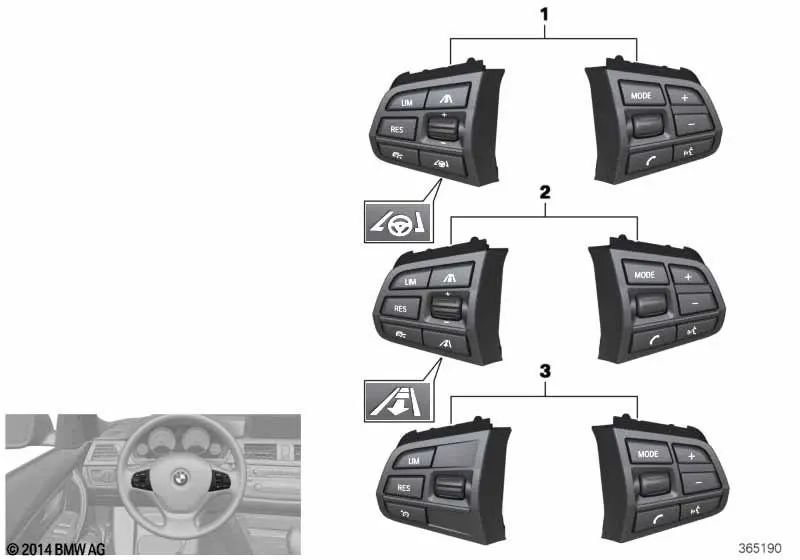 Multifunktionslenker für BMW 5er (F07N, F10N, F11N, F18N) (OEM 61319276222). Original BMW.