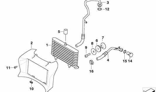 Guía de aire de refrigerador de aceite OEM 17217696369 para motos BMW R1200R K27. Original BMW Motorrad.