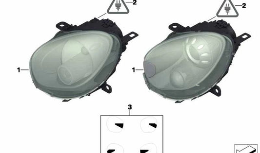 Faro derecho con intermitente amarillo OEM 63129801026 para MINI Countryman R60, Paceman R61. Original MINI.