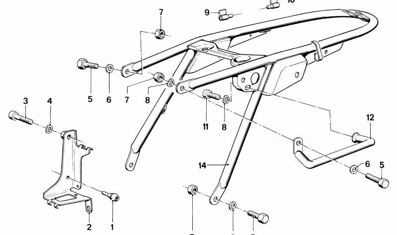 Soporte izquierdo de batería OEM 46511230771 para BMW R50, R60, R75, R80, R90, R100. Compatible con modelos clásicos Boxer. Original BMW.