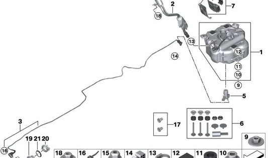 AdBlue OEM -Dosierrohr 16197358304 für BMW G11, G12. Original BMW.