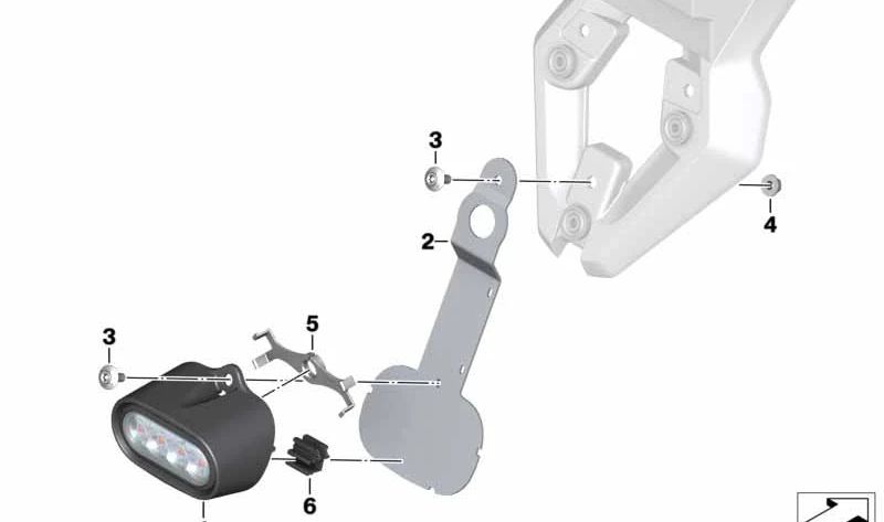 LED-Nebelschlusslichthalterung OEM 63178382543 für BMW Motorräder F 750 GS, F 850 GS, F 900 GS SF. Original BMW Motorrad.