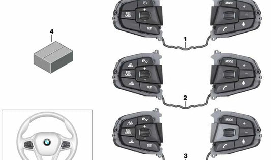 Interruptor para volante multifunción OEM 61319363436 para BMW G01 (X3), G02 (X4). Recambio original BMW.