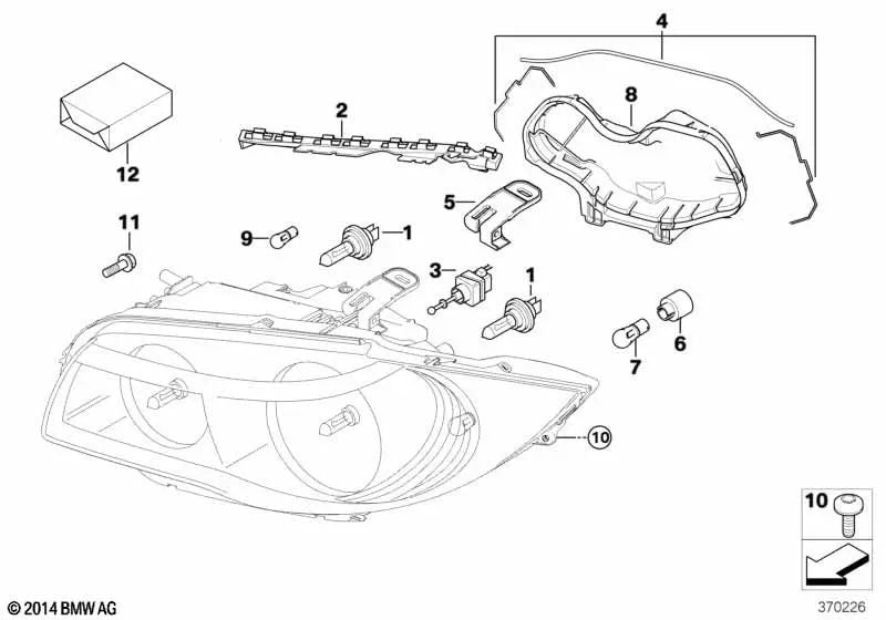 Juego de reparación de faro delantero izquierdo y derecho OEM 63116924482 para BMW E81, E87, E88, E82... y más. Original BMW.