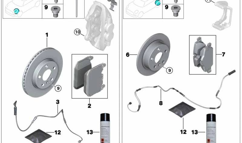 Sensor de desgaste de freno trasero OEM 34356859135 para MINI R56 LCI, Cooper S JCW, JCW... y más. Original MINI.