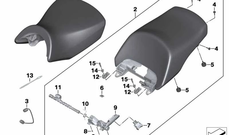 Asiento del acompañante color Sattelbraun OEM 52538393634 para motos BMW K 1600 GT, K 1600 GTL (K48). Original BMW Motorrad.