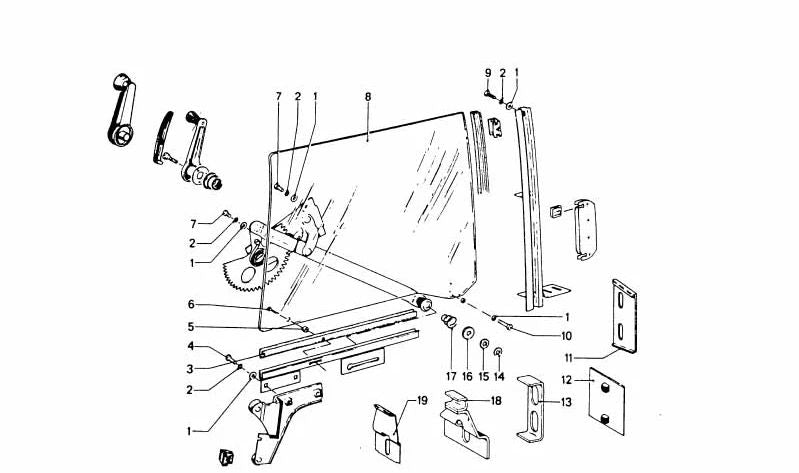 Guía de ventana OEM 51321813179 para BMW E30. Compatible con todas las versiones de carrocería de este modelo. Original BMW.