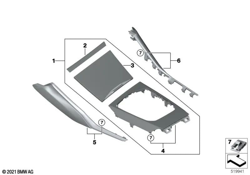 Blende Miko Passenger Chrome Finish for BMW 2 Series G42, 4 Series G22, G23, G26 (OEM 51166997207). Original BMW