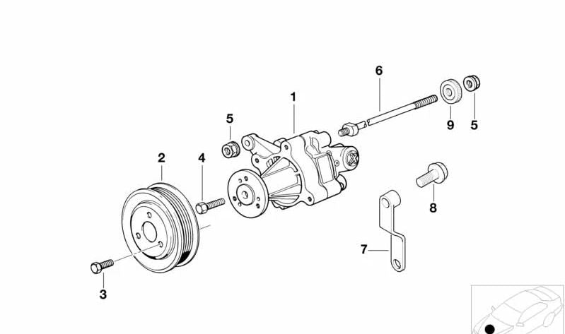 Polea de dirección asistida OEM 32421745625 para BMW E38. Recambio original BMW.