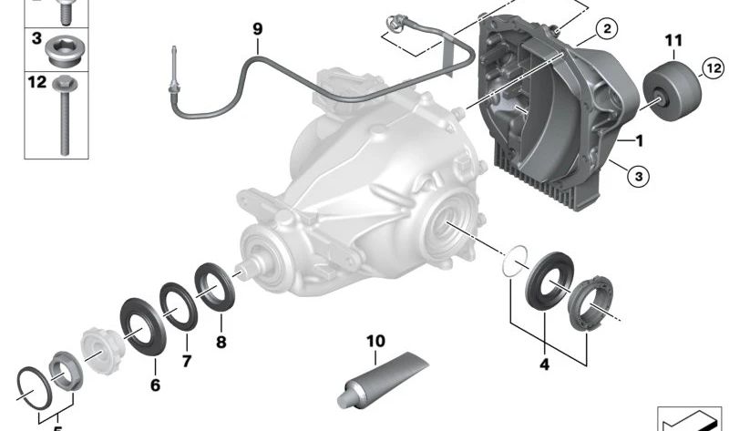 Juego de juntas para diferencial trasero OEM 33108860348 para BMW {F20, F21, F22, F23, G42, G87, F30, F31, F34, G20, G21, G80, G81, F32, F33, F36, G22, G23, G26, G82, G83, F07, F10, F11, F90, G30, G31, G60, G61, G90, G99, F06, F12, F13, G32, F01, F02