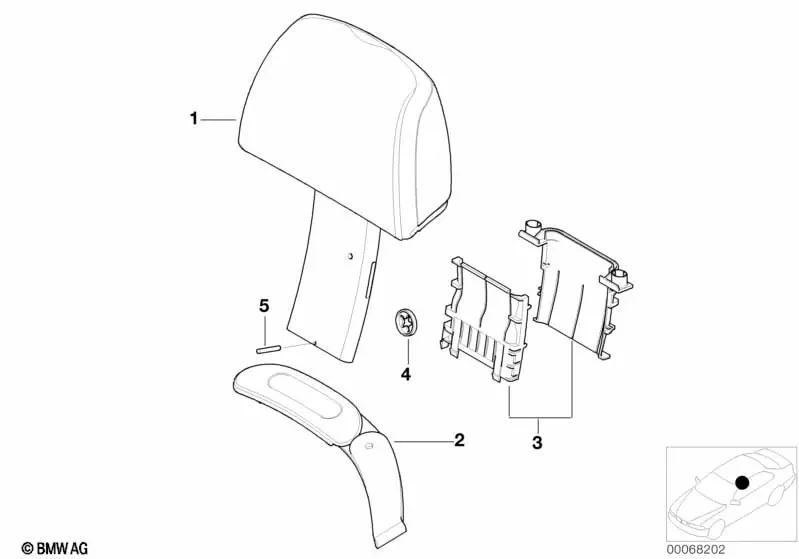 Pasador del asiento deportivo OEM 52107027223 para BMW Z8 E52 (03/2000 - 07/2003). Original BMW.