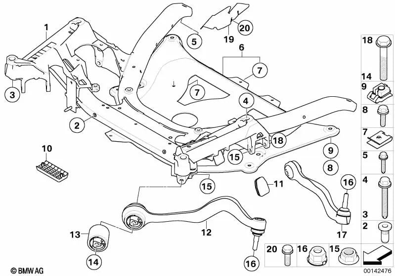 Fronthalter für BMW 5 E60 -Serie, E61N -Serie 6 E63 (OEM 3111283741). Original BMW
