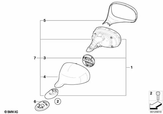 Espejo exterior derecho sin vidrio calentable OEM 51167131344 para BMW Z8 E52. Original BMW.