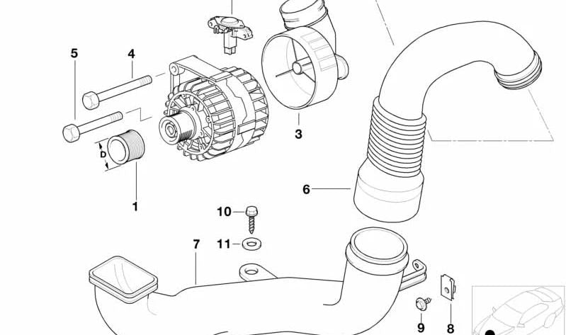 Condotto d'aria OEM 12312246823 per BMW 7 E38 725TDS. Compatibile con versioni automatiche e manuali. BMW originale.