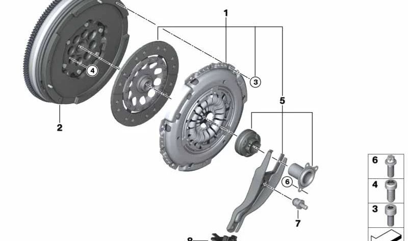 Volante bimasa OEM 21208600211 para BMW F52 120i y BMW F45/F46 220i (manual y automático). Compatible con tracción delantera. Original BMW.