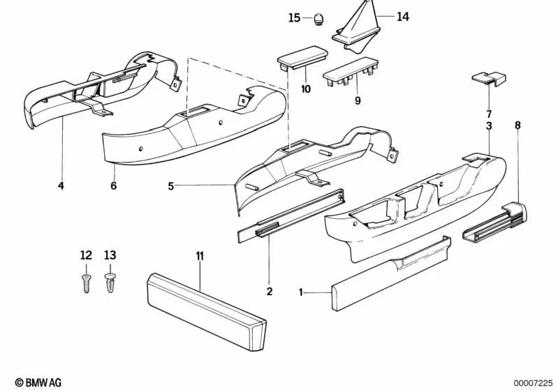 Face droite OEM 52108140352 pour BMW Série 7 E32 (730i) de couleur SILBERGRAU-HELL. Véritable BMW.