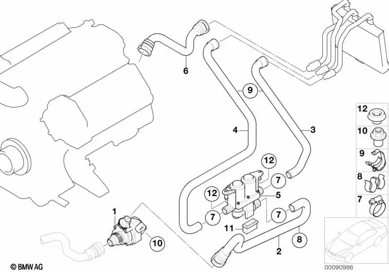 Additional water pump for BMW E65, E66 (OEM 64116922699). Genuine BMW