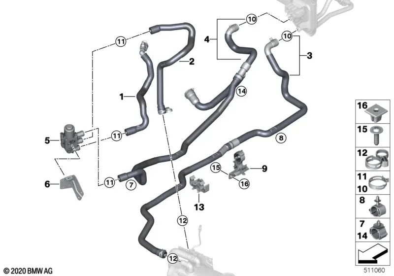 Kältemittelschlauch für BMW X3 G01, G01N, X4 G02, G02N (OEM 64216993461). Original BMW.