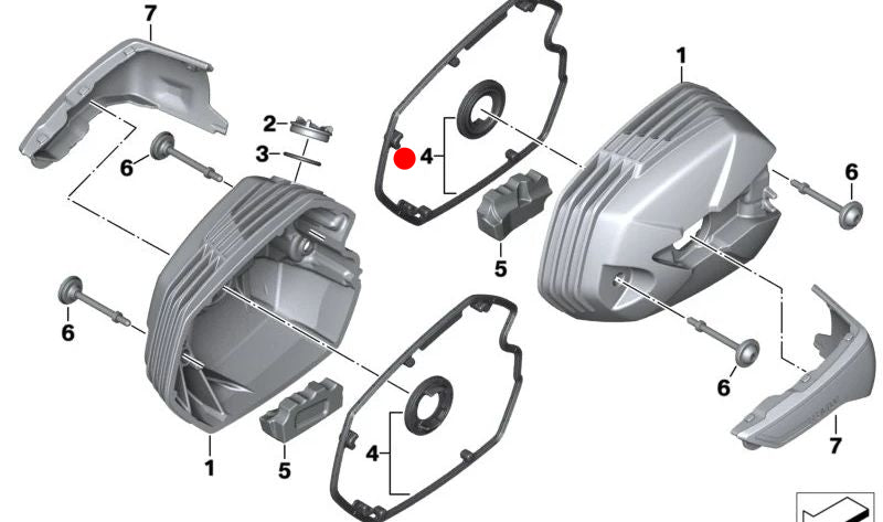 Jeu de joints de couvre-culasse OEM 11127923660 pour motos BMW R nineT, R nineT Pure, R nineT Scrambler, R nineT Urban G/S... et plus encore. BMW Motorrad d'origine.
