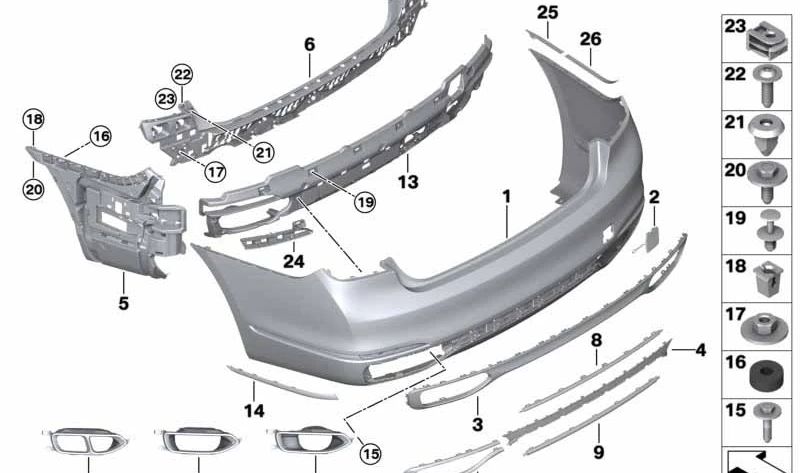 Moldura trasera derecha OEM 51127365560 para BMW G11, G12 (730i, 725d, 730d, 730d xDrive, 740d xDrive). Original BMW.