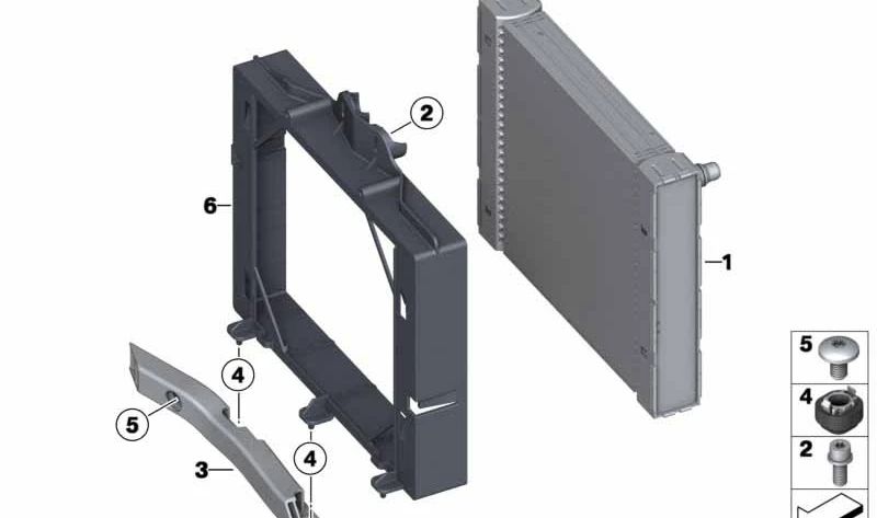 Silentblock de refrigeración OEM 17117575251 para BMW F07, F10, F11, F06, F12, F13, F01, F02, F04. Pieza original BMW.