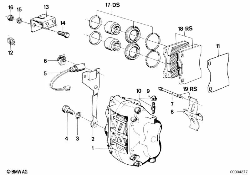 OEM Front Brake Pad Set 34111150554 for BMW 5 Series E12, 6 Series E24, 7 Series E23. Genuine BMW.