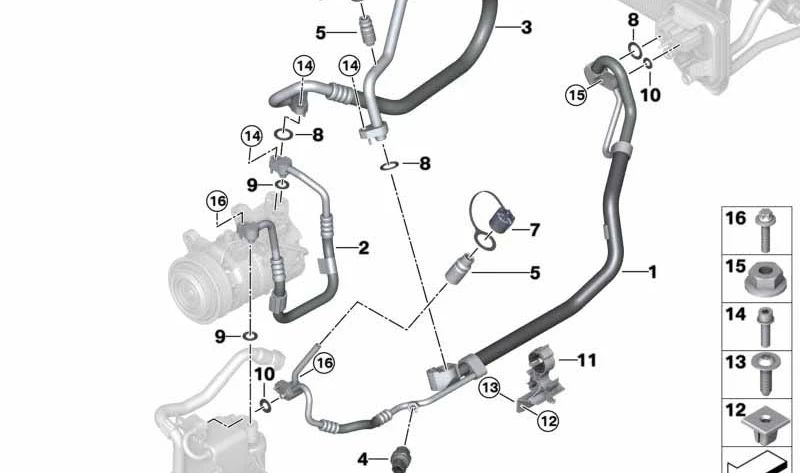 Tubería doble de aire acondicionado OEM 64508073753 para BMW F97, F98. Original BMW.