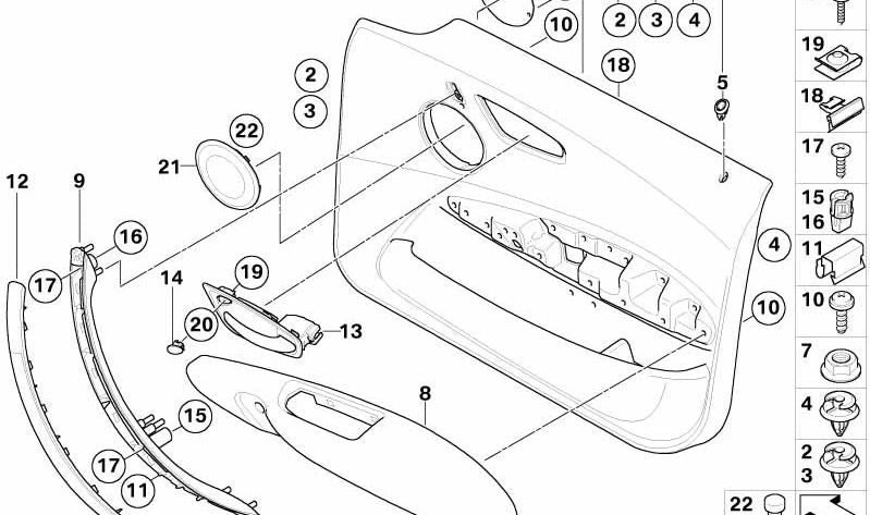 Panel de puerta delantero derecho OEM 51417133300 para BMW E87. Original BMW.