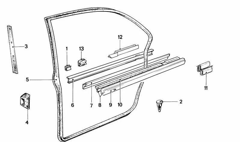 Clip de fijación OEM 51211860853 para BMW E23 (modelos 7er). Pieza original BMW. Ideal para fijar la junta de puerta delantera y trasera.