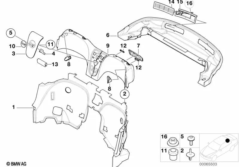 Rejilla de ventilación del compartimento de la capota, derecha para BMW Z8 E52 (OEM 51478269796). Original BMW.