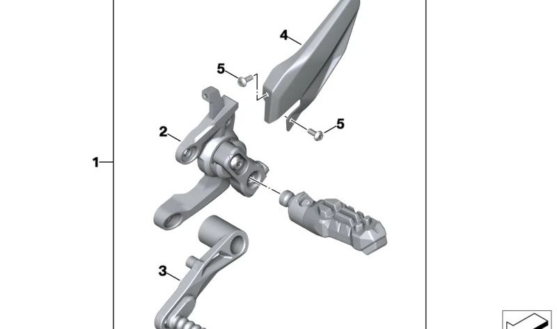 Poggiapiedi sinistro OEM 46719445025 per moto BMW S 1000 XR (K69), M 1000 XR (KM9). BMW Motorrad originale.