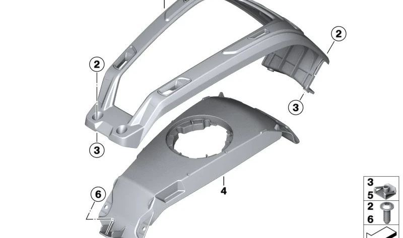 OEM-Gepäckschiene 46638533970 für BMW R 1200 RT (K26) und R 900 RT Motorräder. Original BMW Motorrad.