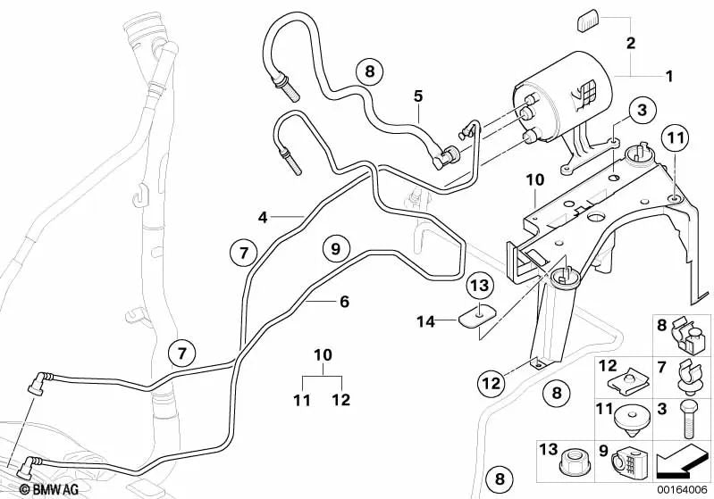 Tubo de ventilação para BMW 1 E81 Series, E82, E87, E87N (OEM 16126764054). BMW original