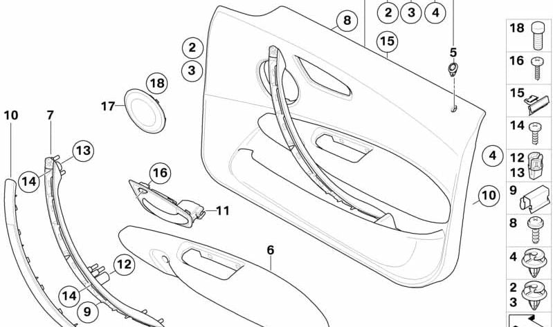 Front Right Leather Door Panel OEM 51418048842 for BMW 1 Series E87. Original BMW.
