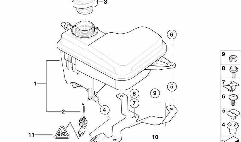 Depósito de expansión refrigerante OEM 17137800292 para BMW E60, E60N, E61, E61N, E63N, E64N, E65, E66, E83, E83N. Original BMW.