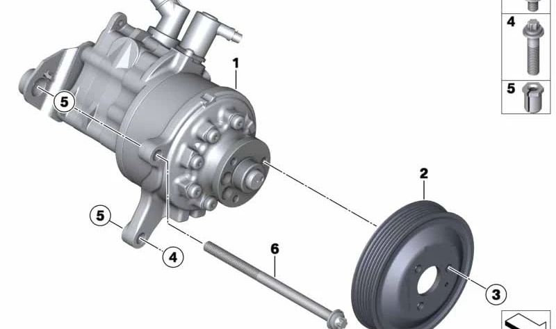 Bomba de dirección asistida OEM 32416867161 para BMW X5 F15 (xDrive30d, xDrive40d) y BMW X6 F16 (xDrive30d, xDrive40d). Original BMW.