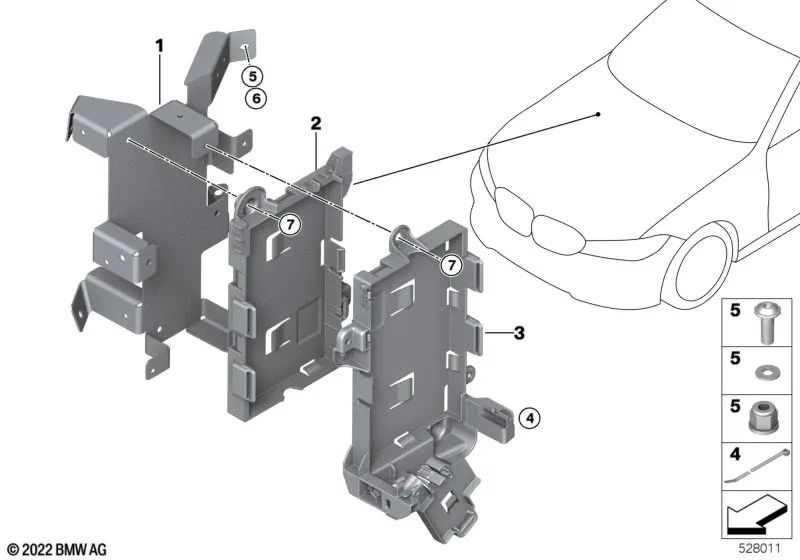BDC / HSR combination bracket for BMW 2 Series G42, 3 Series G20, G21, G80, 4 Series G22, G23, G82, G83 (OEM 61358783809). Genuine BMW