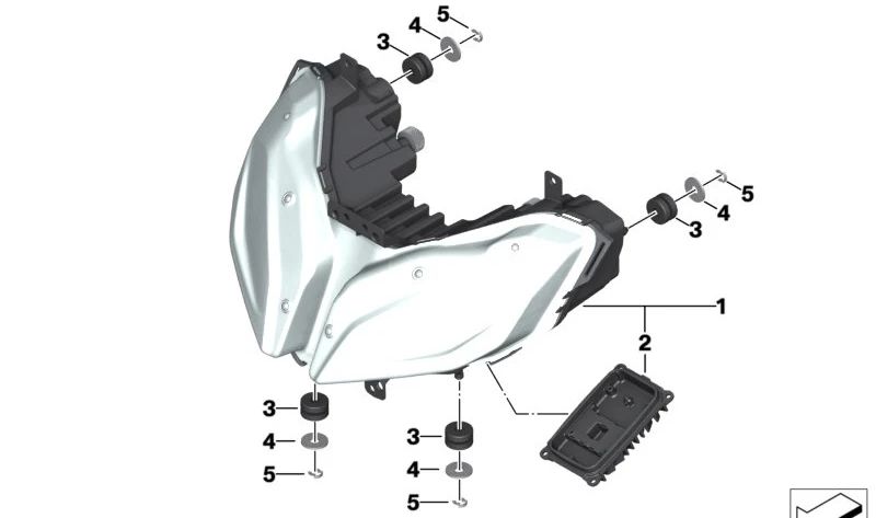 Unidad de mando faro LED OEM 63128557261 para motos BMW R 1200 GS, R 1250 GS, R nineT, F 900 R, S 1000 XR... y más. Original BMW Motorrad.