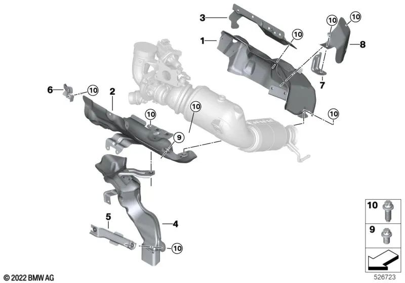 Piastra di protezione termica OEM 11658647242 per BMW F40, F44, F45, F46, X1, X2 e MINI F56, F55, F54, F57, F60... e altro ancora. BMW e MINI originali.