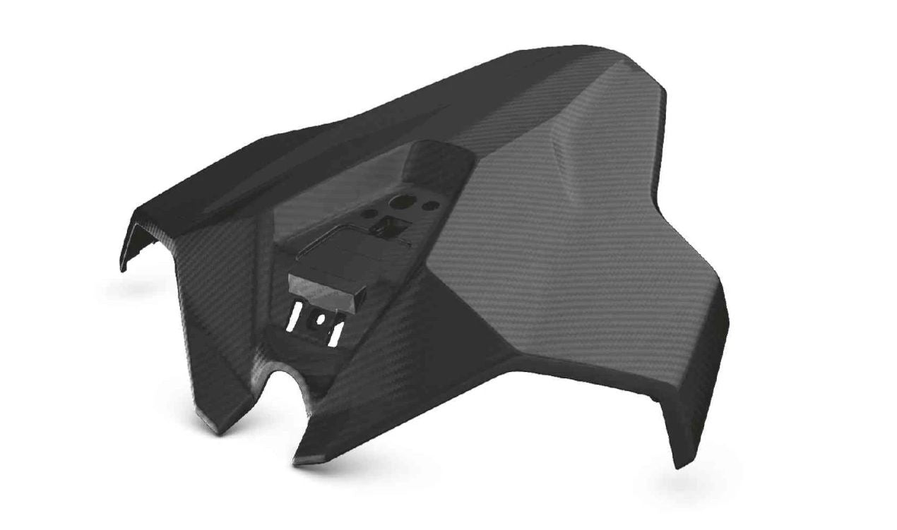 Cubierta colín trasero en carbono M OEM 77318104262 para BMW Motorrad M 1000 RR (SK66, 2023-2024). Mejora estética deportiva para uso en solitario. Original BMW Motorrad.